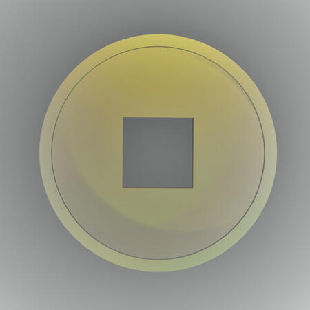 Circular coin with square hole in center